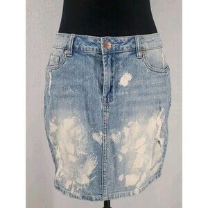 Venus Distressed Light Wash‎ Distressed Bleach Wash Denim Jean Skirt Size 8